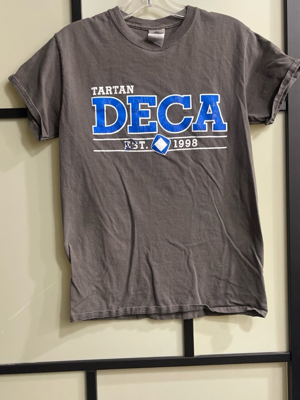 Gildan Gray Short-Sleeve DECA Logo Tee with Blue Print